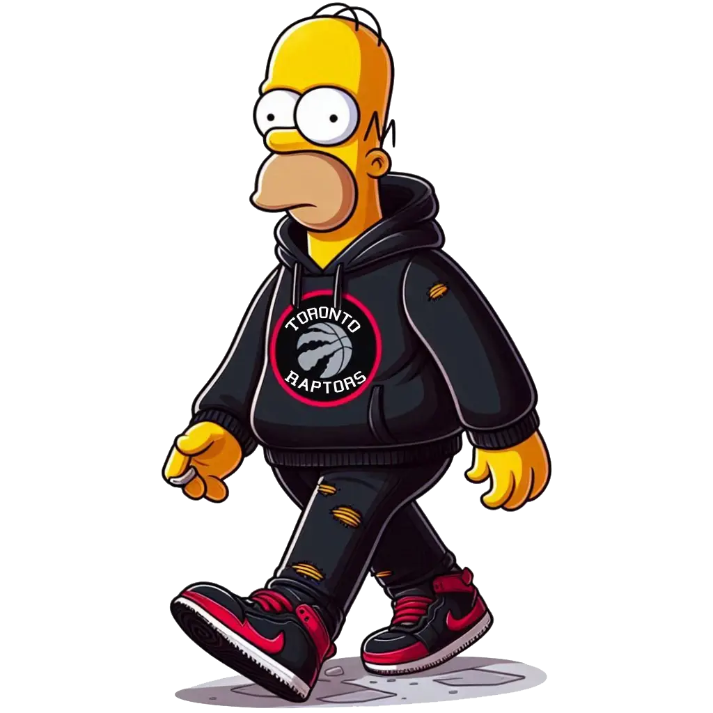 Homer in the Raptors Hoodie